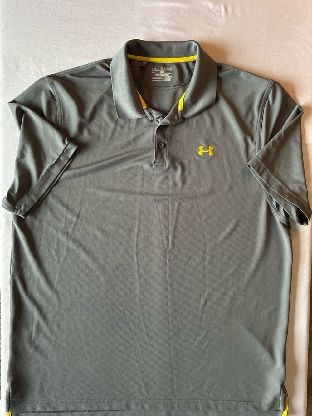 Under Armour Men’s Gray Polo with Yellow Accent
